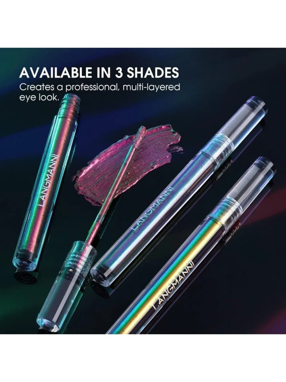 3Pcs Holographic Multichrome Liquid Eyeshadow Set - Iridescent Makeup Trio